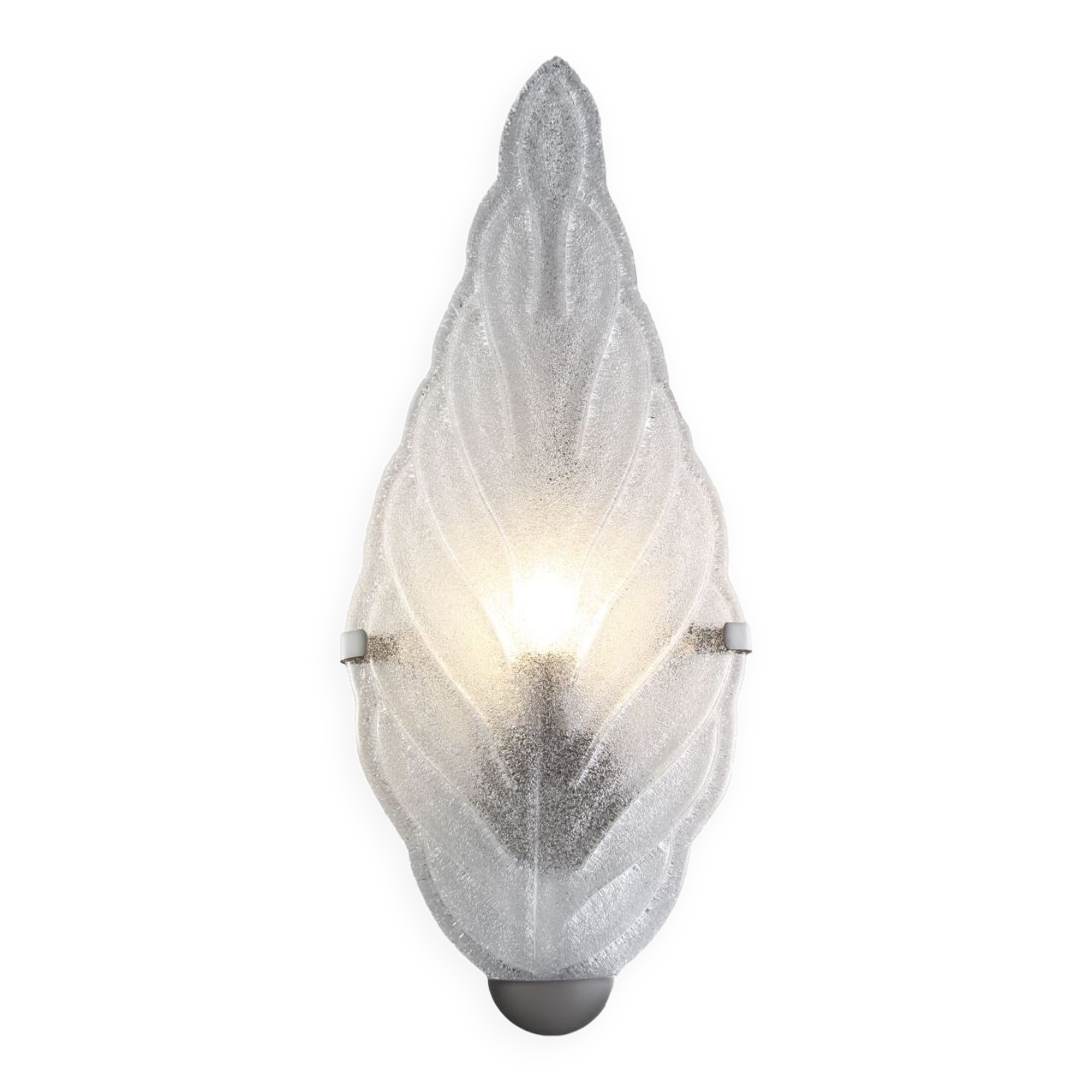 Clear graniglia “leaf” murano glass wall sconce by simoeng