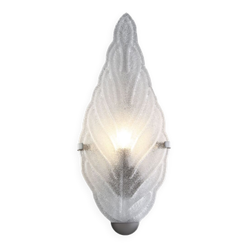 Clear graniglia “leaf” murano glass wall sconce by simoeng