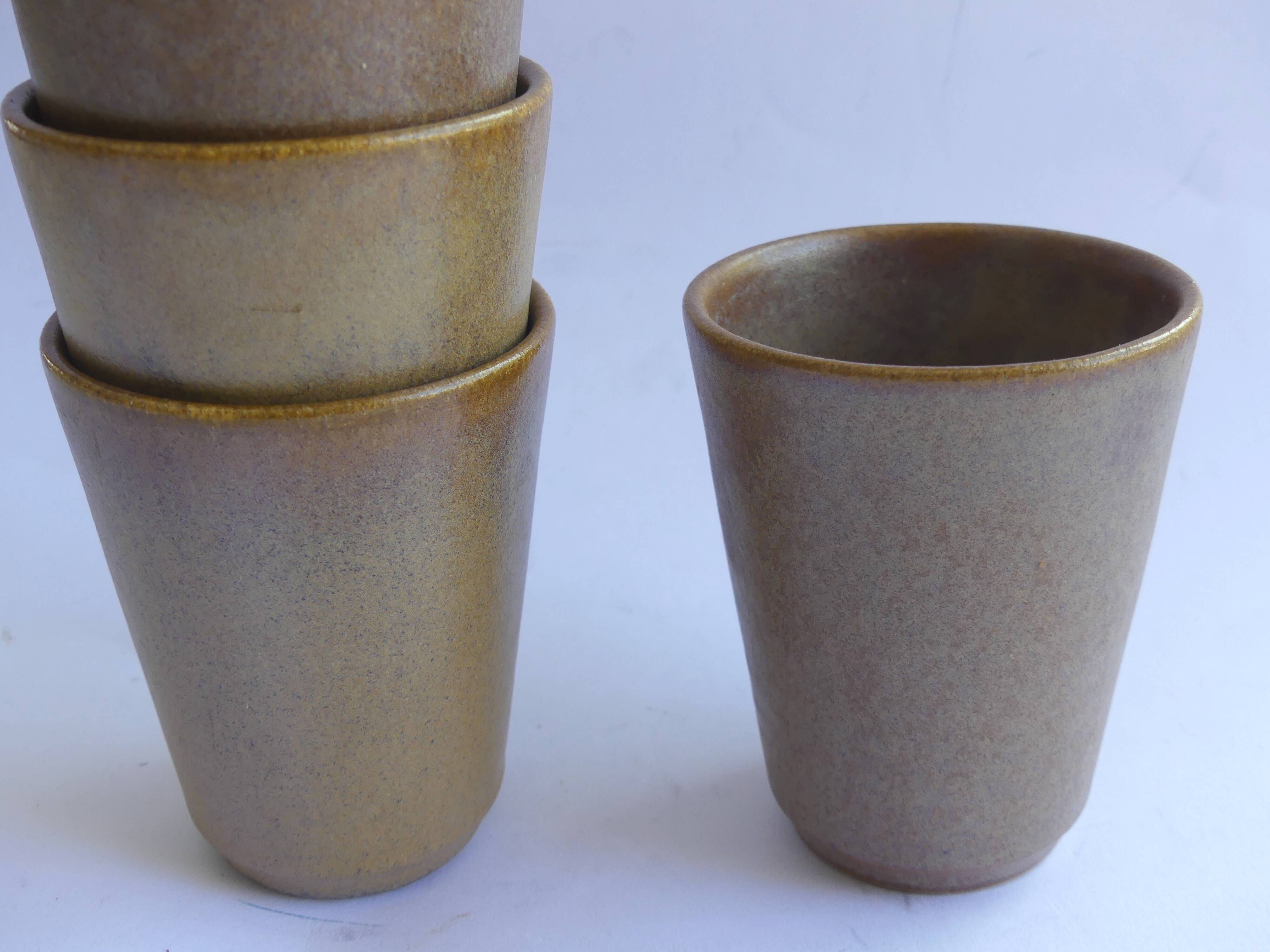 4 stoneware Digoin coffee cups