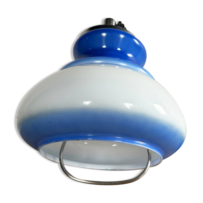 Suspension Space Age bleue et blanche par Harvey Guzzini, 1970