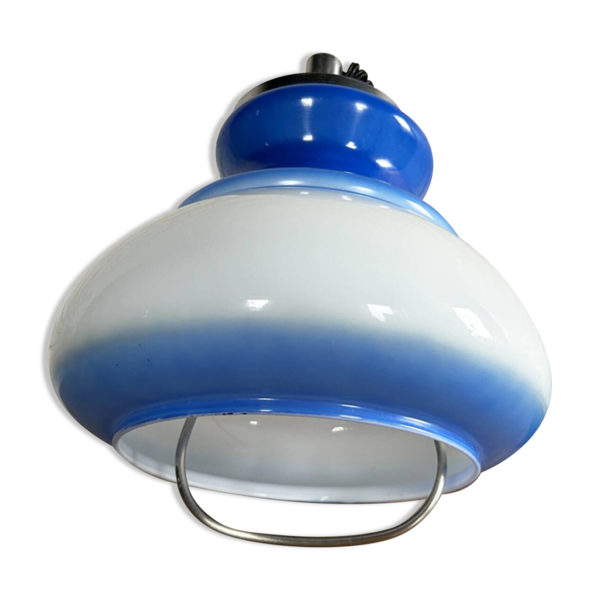 Suspension Space Age bleue et blanche par Harvey Guzzini, 1970