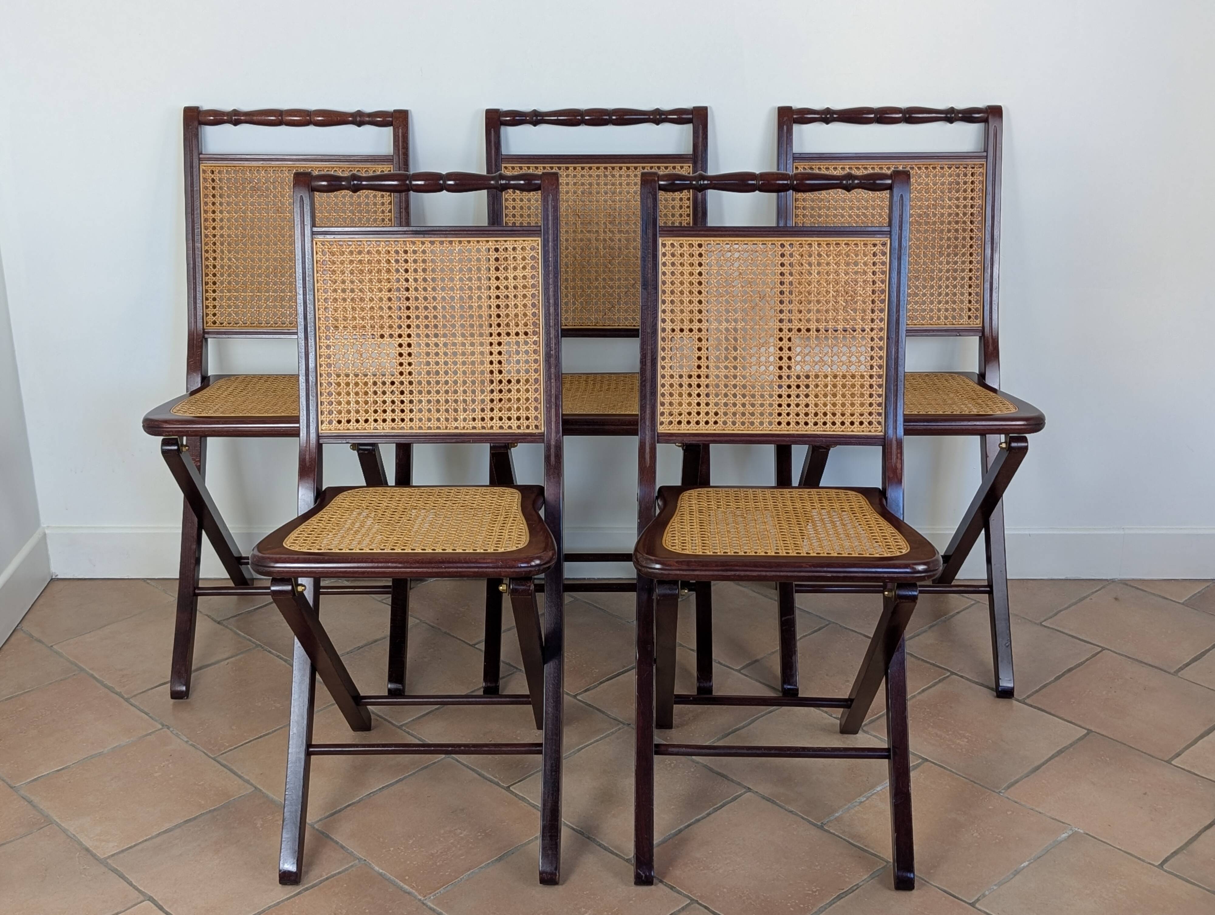 Set of 5 caned chairs