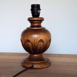 Carved turned wooden lamp base