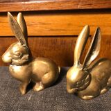 Pair of brass rabbits