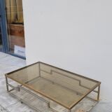 Rectangular coffee table in brass and chromed metal 1970 design