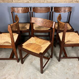 6 chairs rush Wenge Brutalist Mid Century