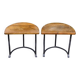 Paire de tables  chêne et fer forge des années 30, Art déco
