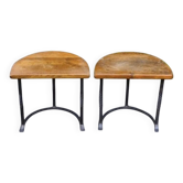 Paire de tables  chêne et fer forge des années 30, Art déco
