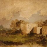 Peinture de paysage italienne signée du XXe siècle