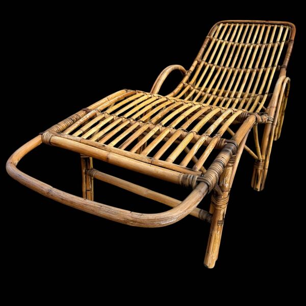 Chaise-longue en rotin italien