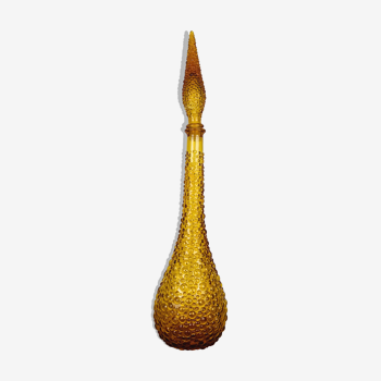 Bouteille carafe Empoli italienne verre ambré 57 cm