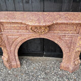 Impressive Napoleon III fireplace in violet brocatelle marble from Spain, circa 1880.