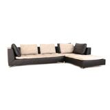 Leather and fabric corner sofa, Feng model by Didier Gomez for Ligne Roset