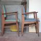 Pair of wooden bridge armchairs from the 1950s, vintage chairs.