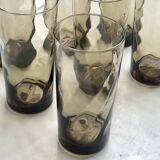 Set of 6 twisted smoked glass glasses