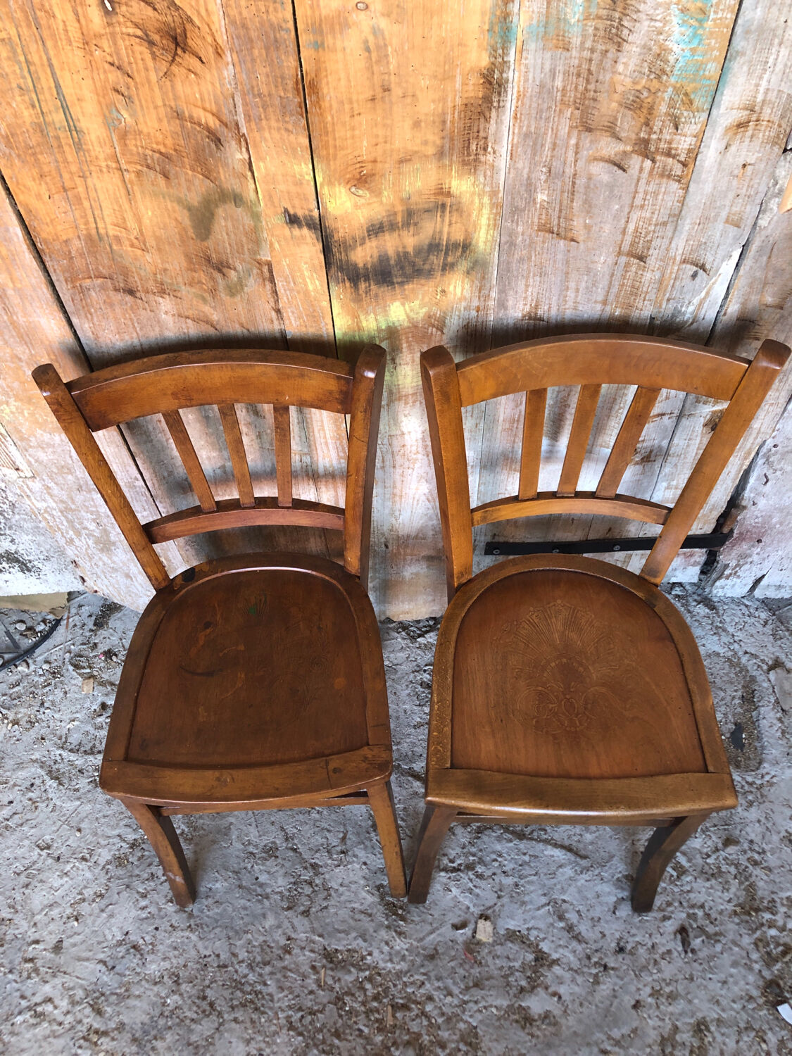 Pair of bistrot chair luterma vintage wood