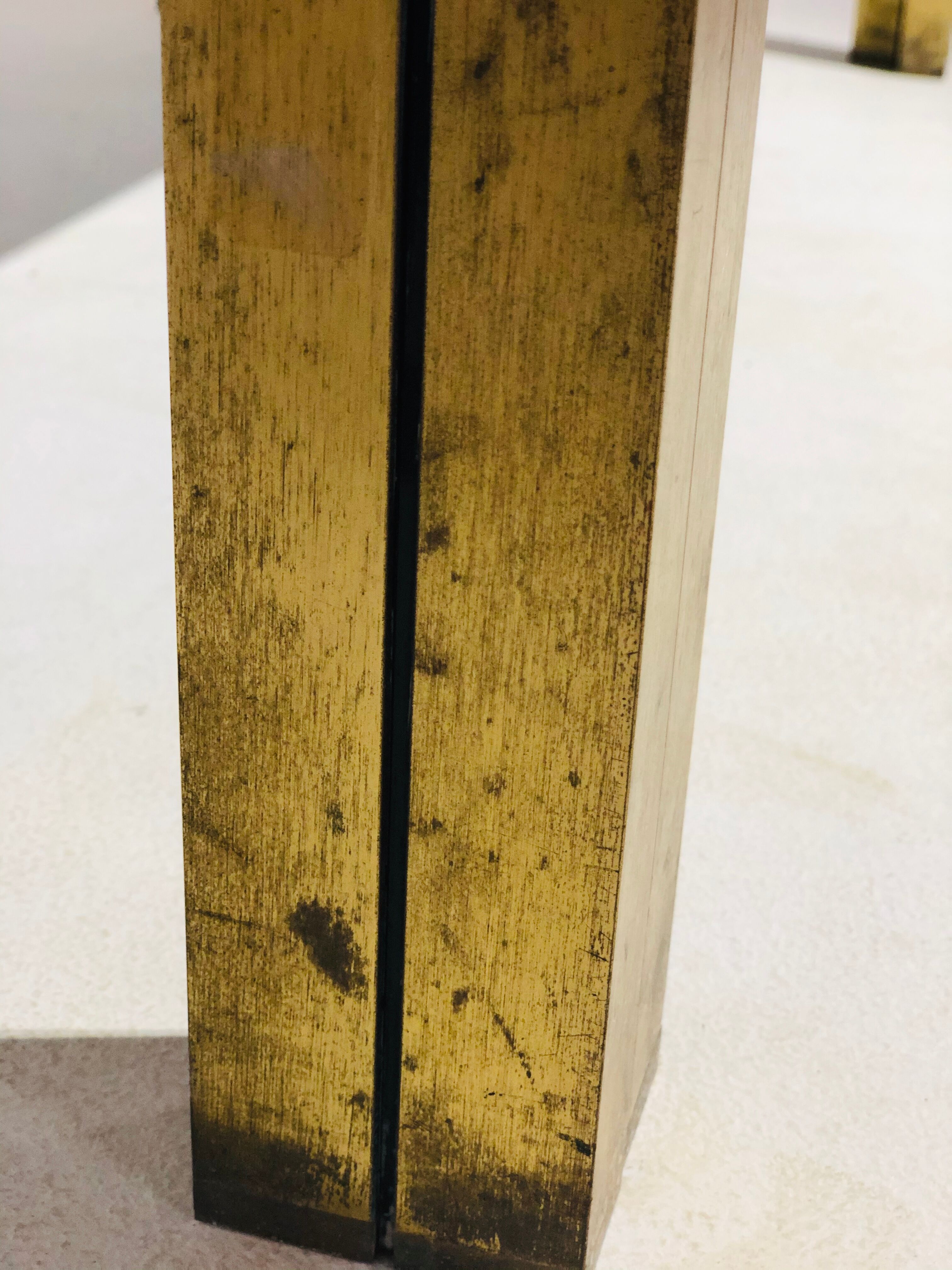 Vintage coffee table in agglomise glass and brass