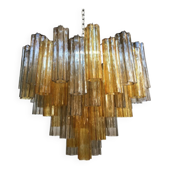 Amber and fume’ “tronchi” murano glass chandelier d60 by simoeng