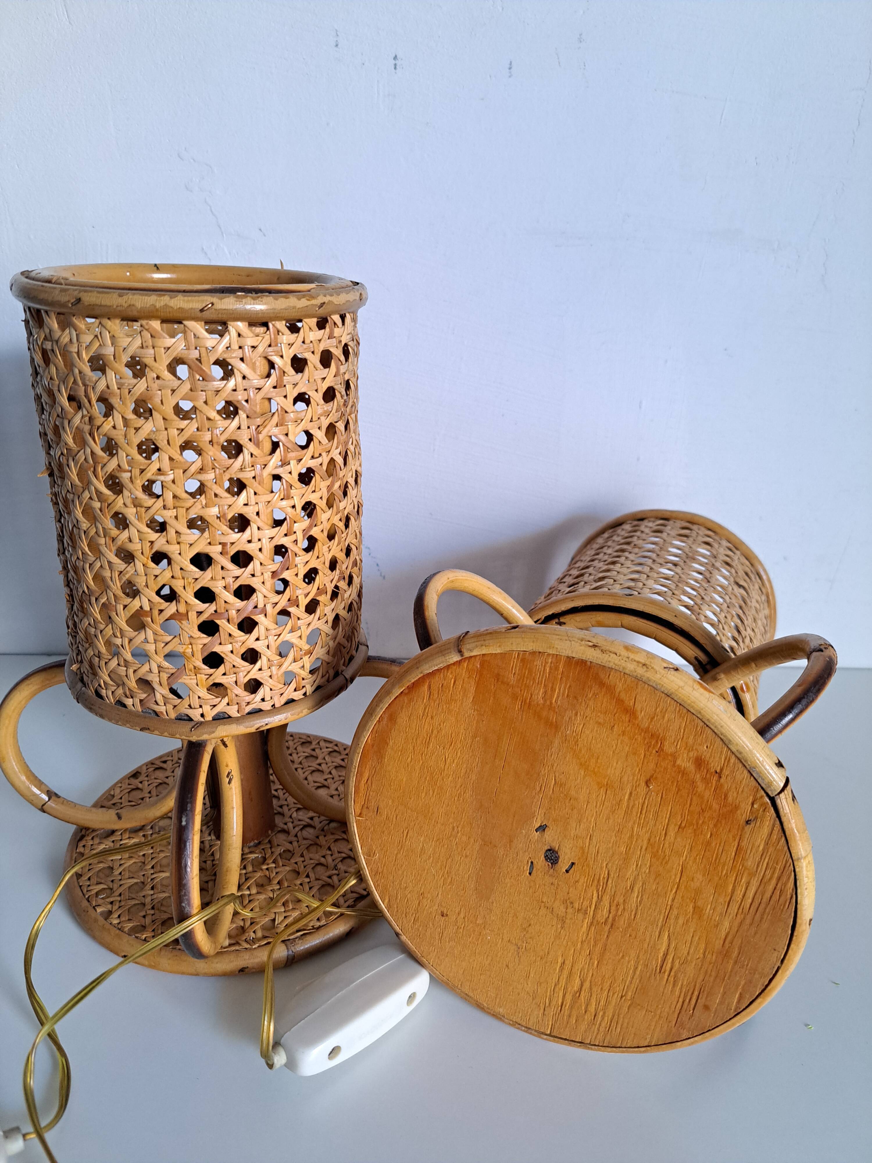Paire de lampes de chevet bambou