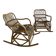 Pair of rocking-chairs in rattan 70s