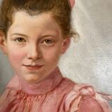 Portrait young girl in pink , signed G.Laperrière june 1888