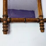 Antique turned bamboo mirror with pitted glass 45x39 cm