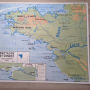Old vintage school poster 60s Pays de la Loire Bretagne Vendée