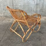 Fauteuil en rotin vintage 1950