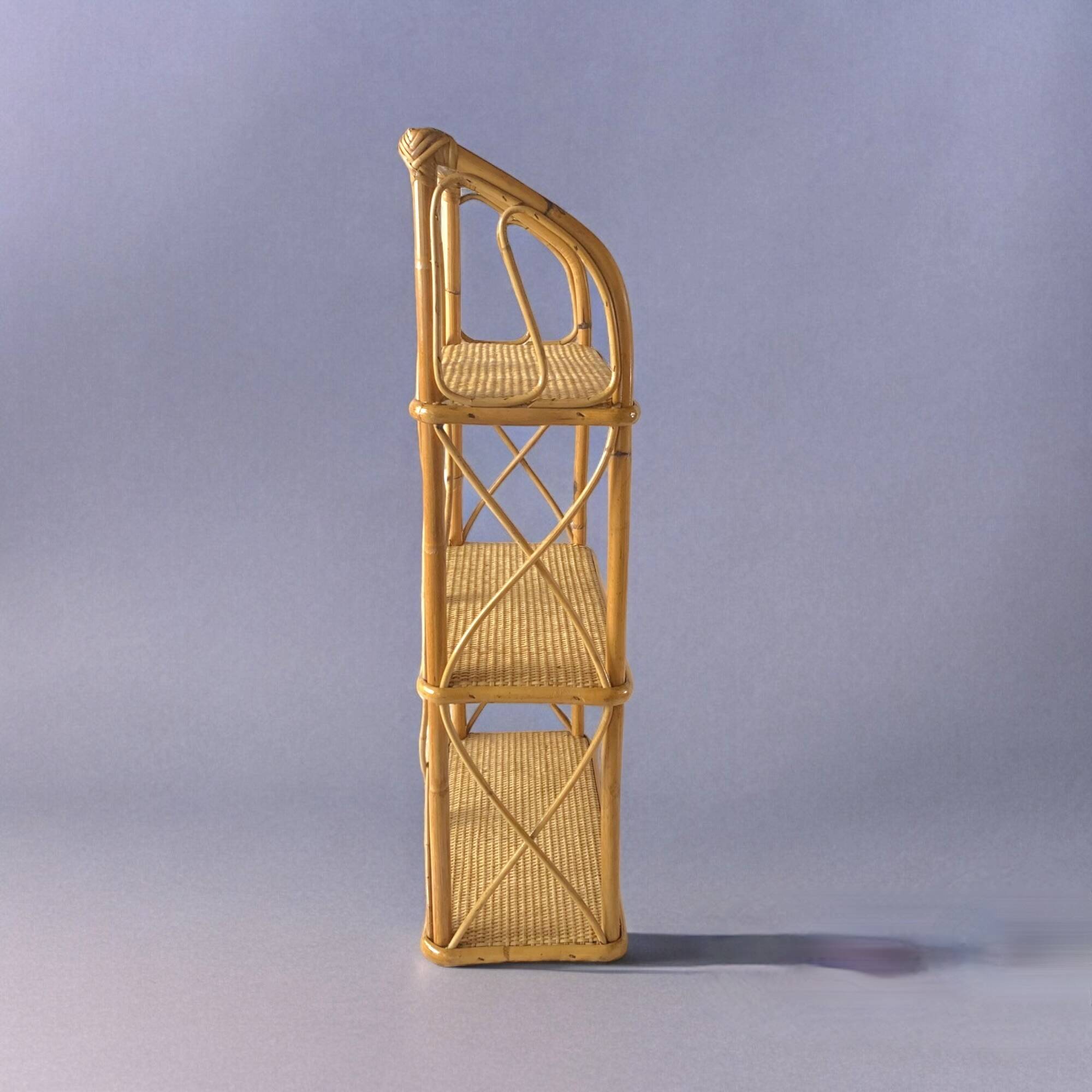 Vintage bamboo and rattan shelf