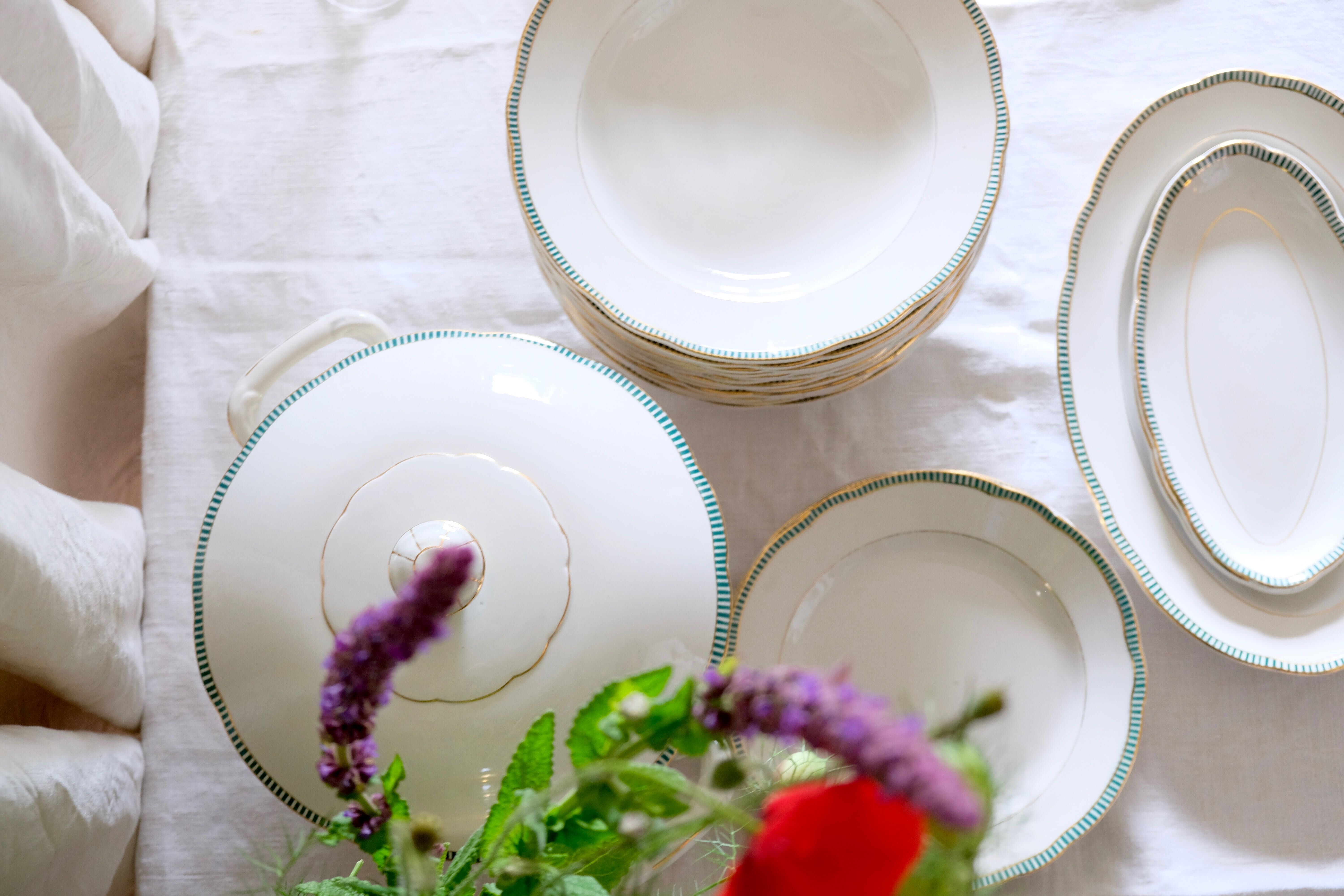 4 porcelain dessert plates collection ''Juan'' Sarreguemine Digoin 1950