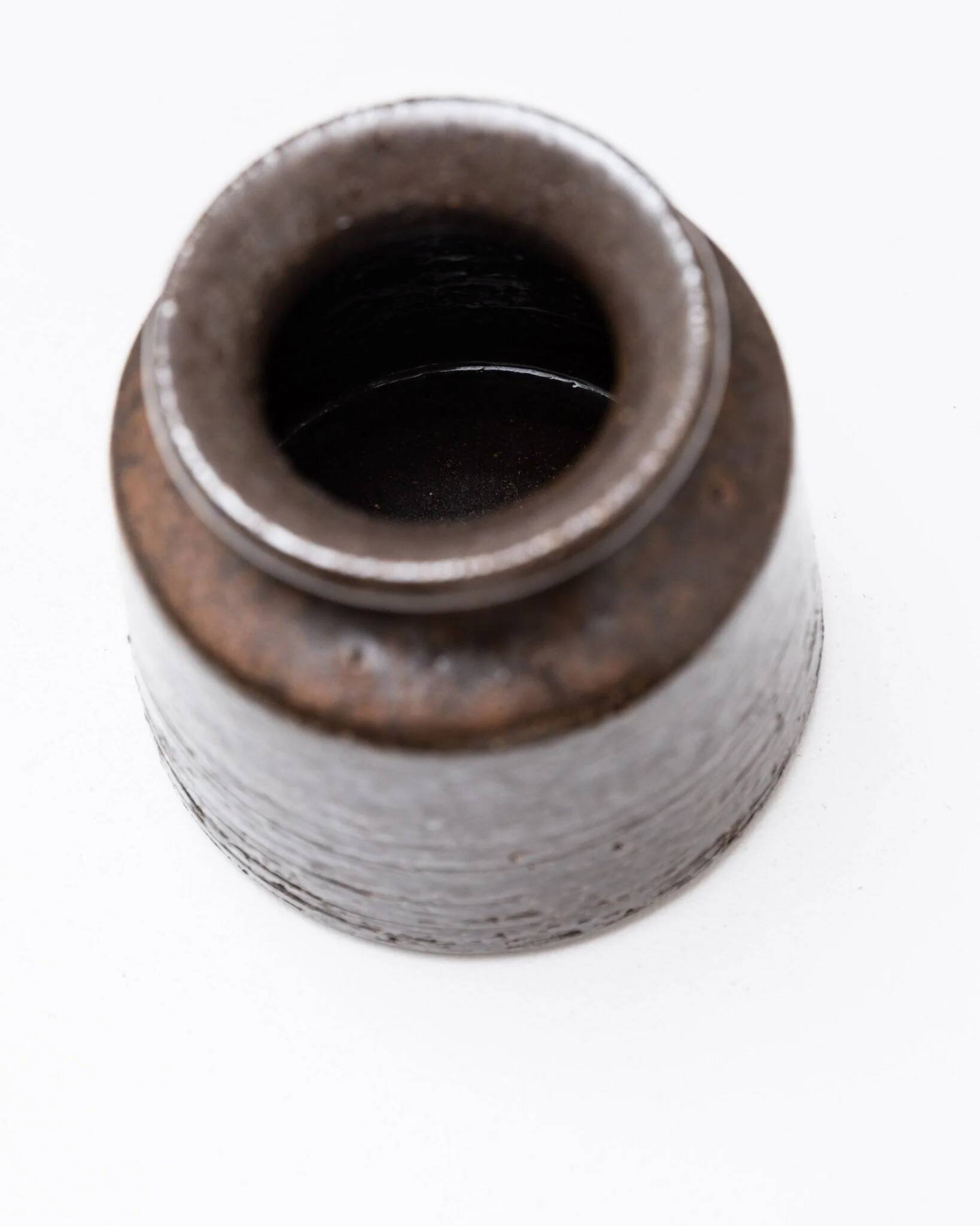 Rudi Stahl Studio Dark Brown Fireclay Stoneware Vase - Organic Mid-Century Ceramic Art, 1960s