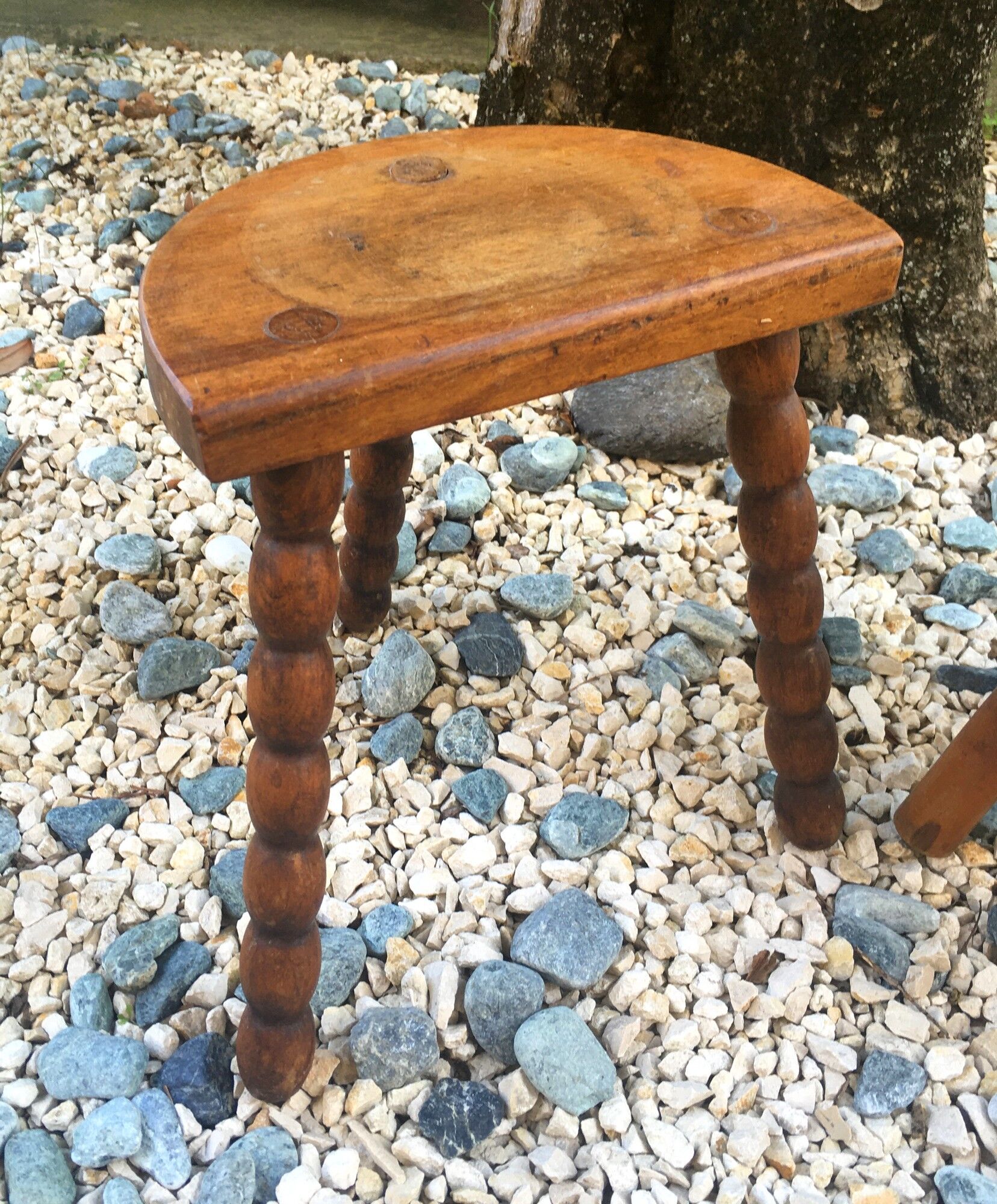 2 vintage tripod stools