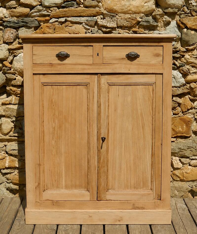 Superb antique Parisian sideboard in solid ash, industrial furniture style.