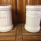 Pair scheurich keramik vase white ceramic vines decor #a471