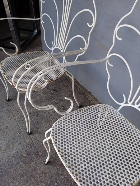 Pair of solid iron garden armchairs ep 1950