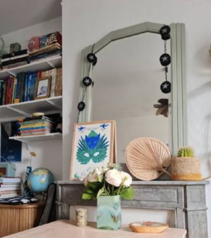 Large vintage solid wood mirror, retro, 40s