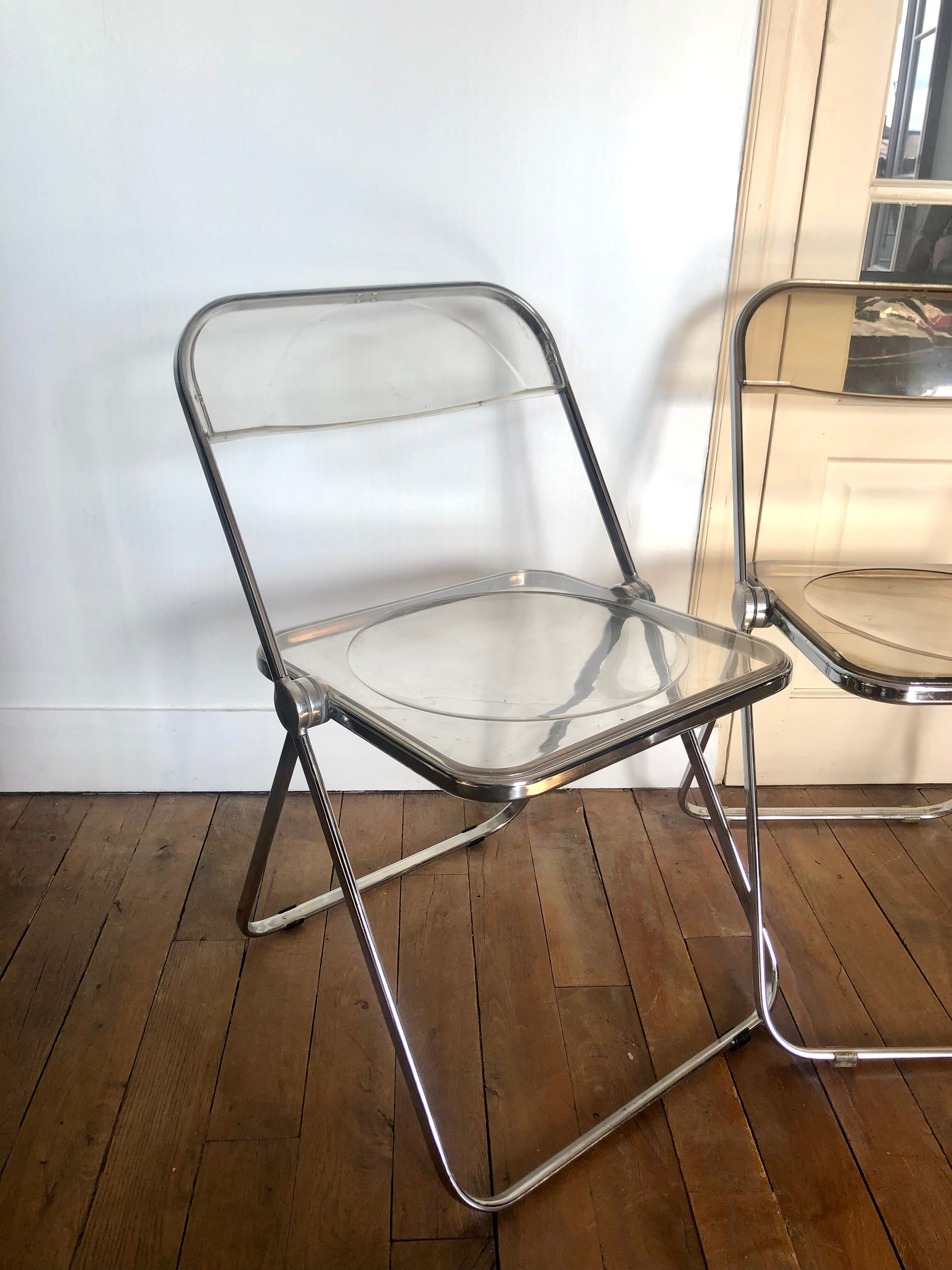 Three folding chairs Plia, Giancarlo Piretti for Castelli