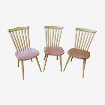 Trio of bistro chairs Baumann vintage 60s