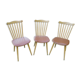 Trio de chaises bistrot Baumann vintage années 60