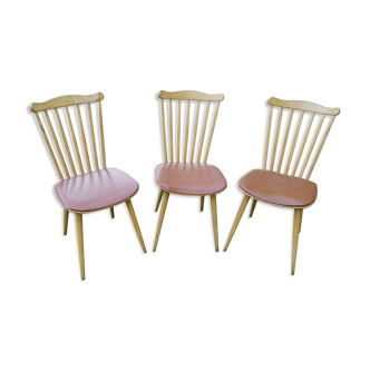 Trio of bistro chairs Baumann vintage 60s