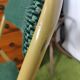 Lot of 4 folding chairs striped fabrics and green metal year 60