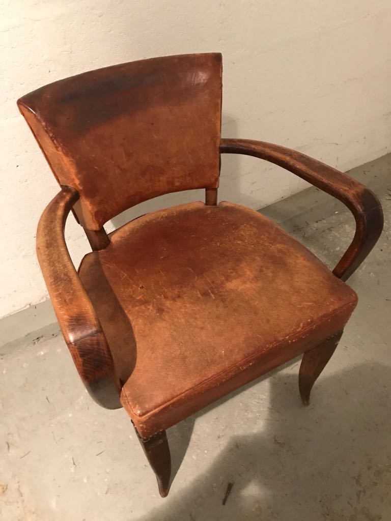 Fauteuil bridge en cuir