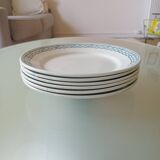 Lot de 6 Assiettes Anciennes Saint-Amand en Terre de Fer – Décor Bleu