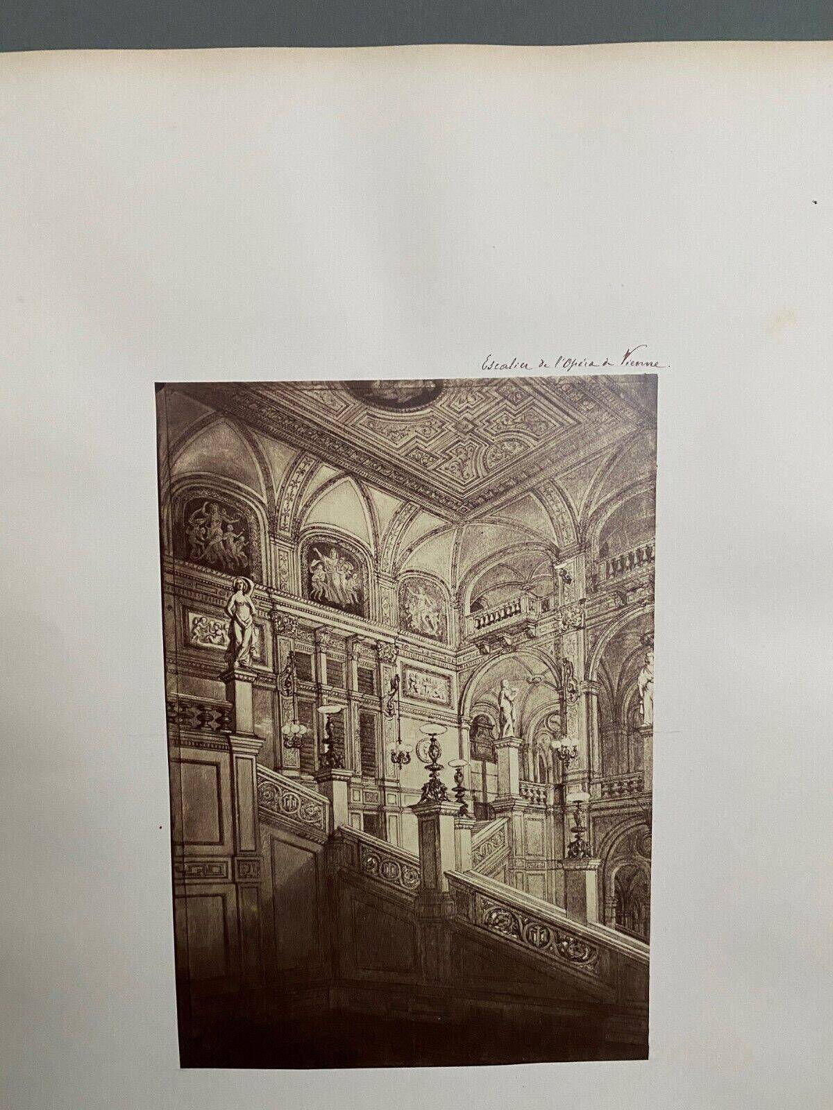 Photo Stairs of the Vienna Opera 19th century albumen laminated cardboard