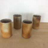 4 verres gobelets en grès signés
