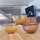 3 frosted glass bowls, amber