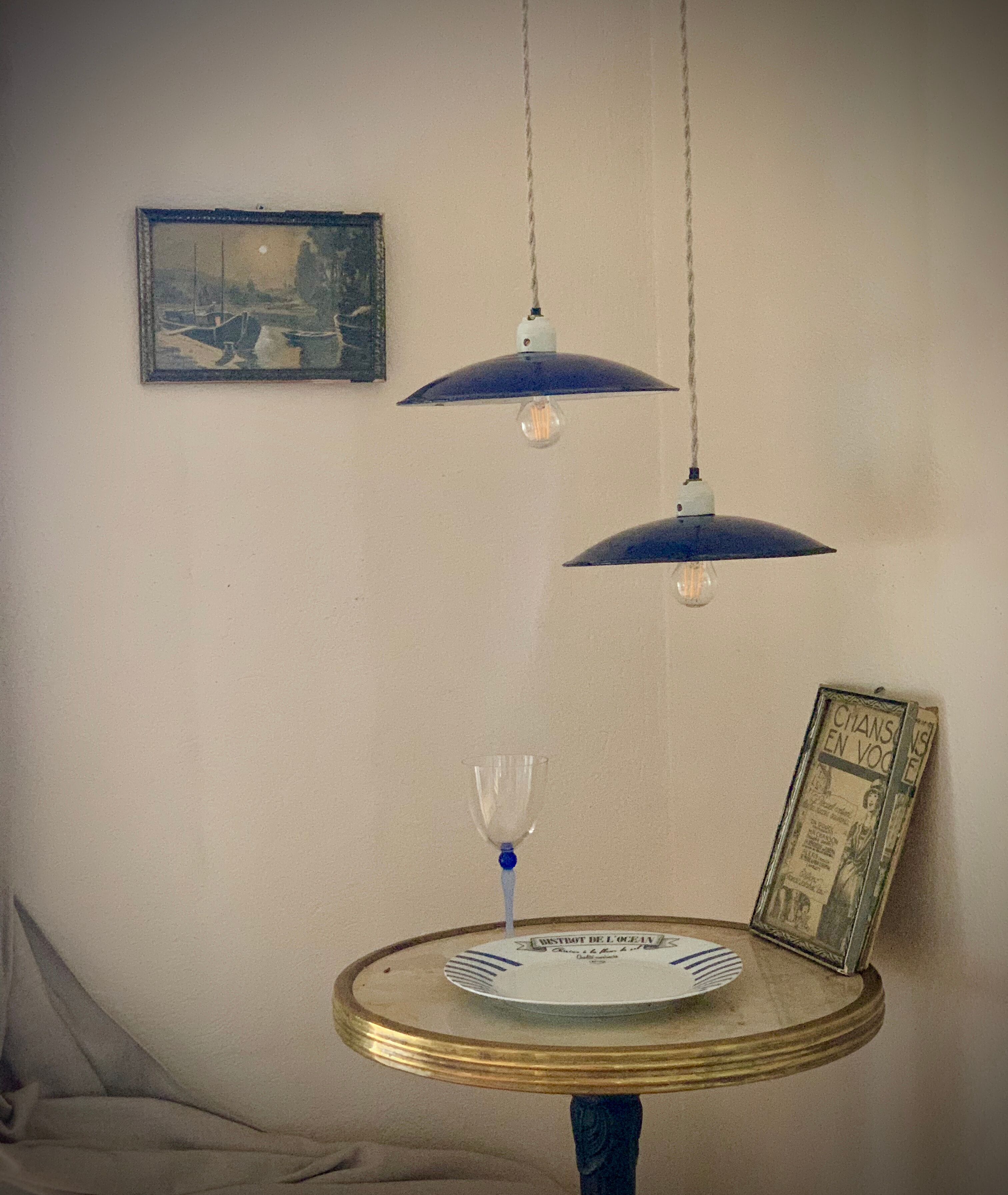 Set of 3 suspensions bistro sheet metal enamelled