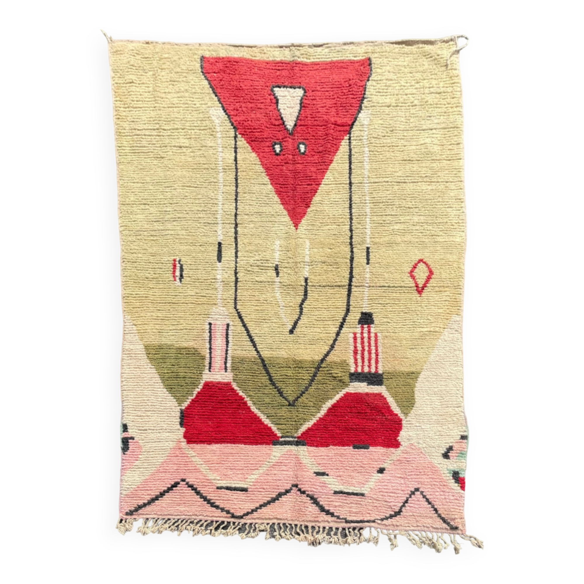 Large Moroccan Berber Rug Boujaad in Wool ideal Living room or bedroom, 200x290 cm