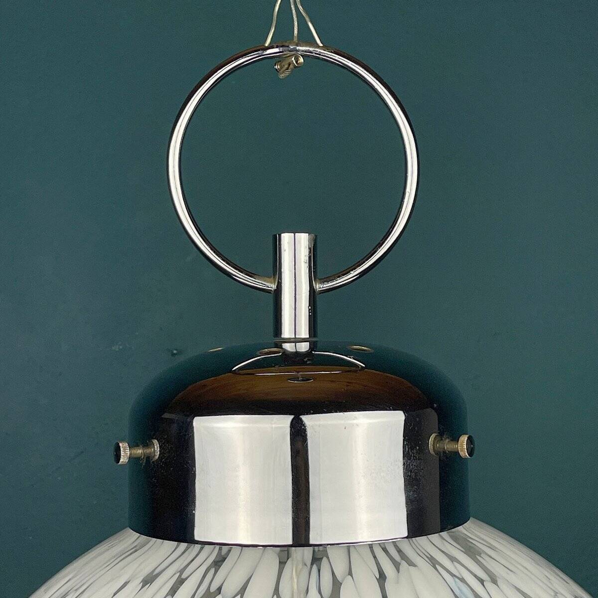 Mid-Century White Murano Suspension, Italy, 1960s