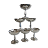 Ensemble de six coupelles sur pied en acier inoxydable